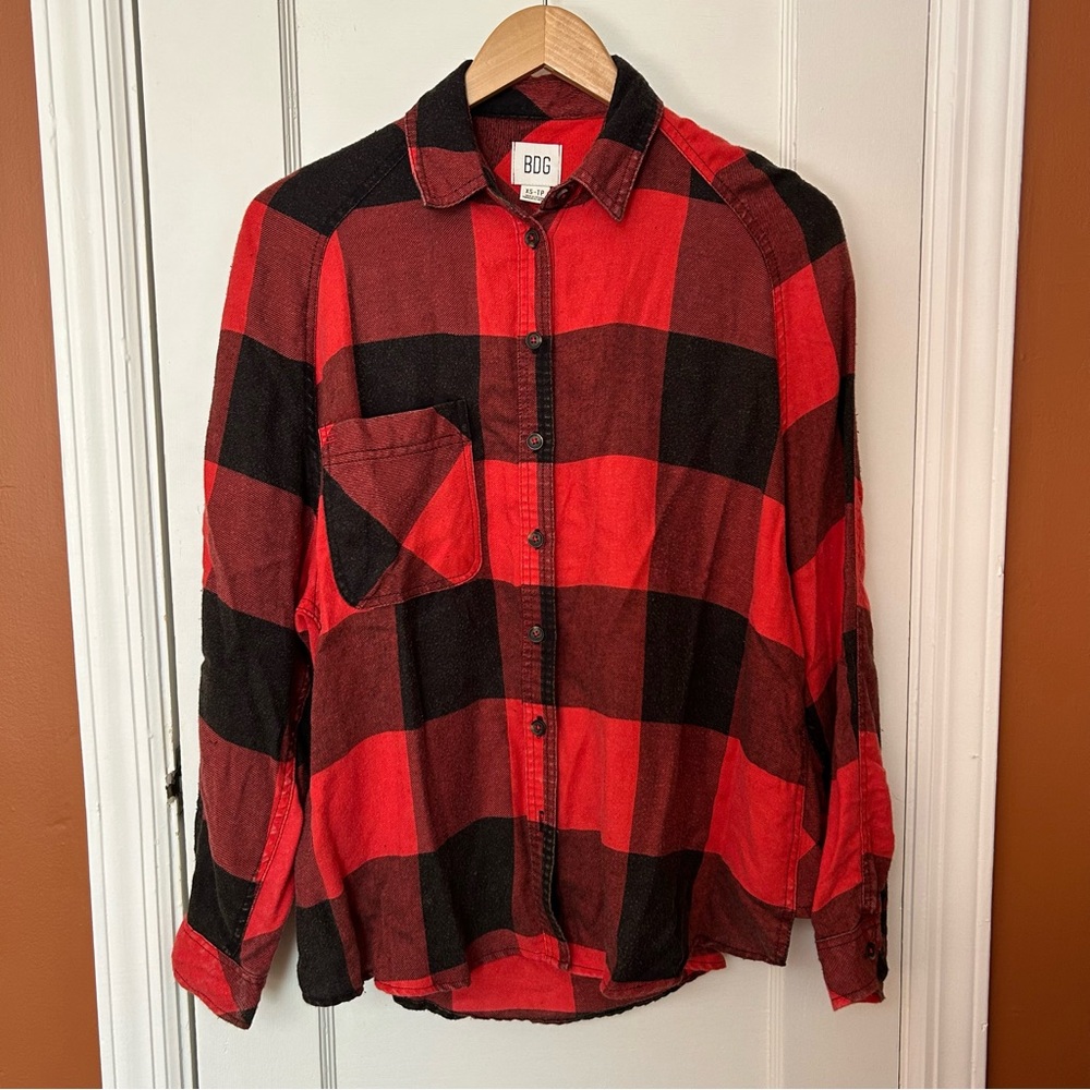 BDG Red and Black Buffalo Plaid Button-Down Shirt